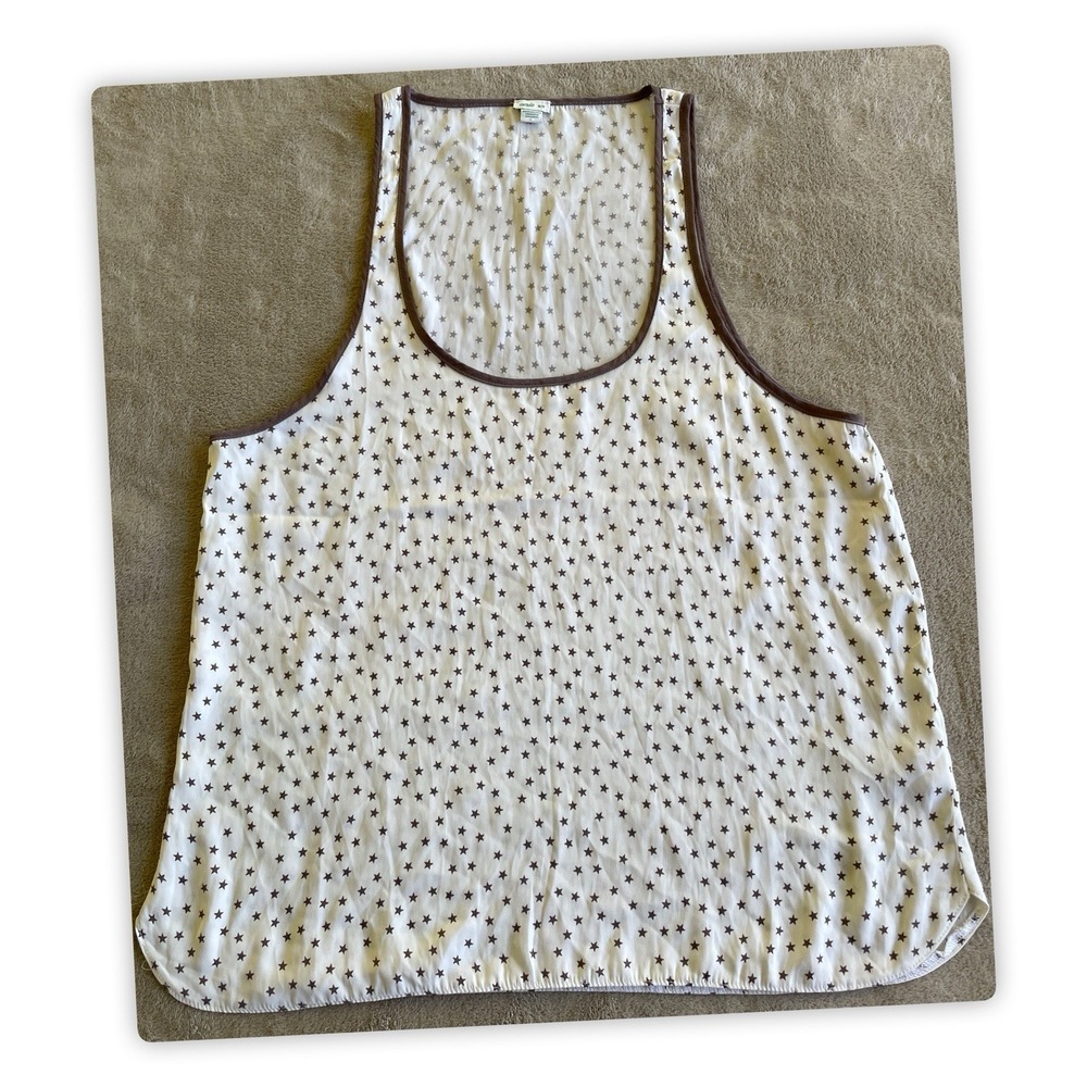 Aerie Womens Tank Top M White Star Print Sleeveless Casual Lightweight
